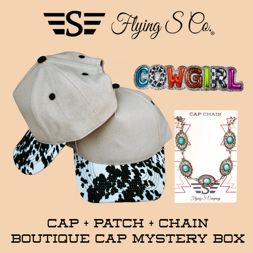 Flying S Co. Boutique Cap Box - Cap + Patch + Chain - Ready-to-Wear Snapback Closure - Front-Facing Patch - Complete Item - Ready to Ship