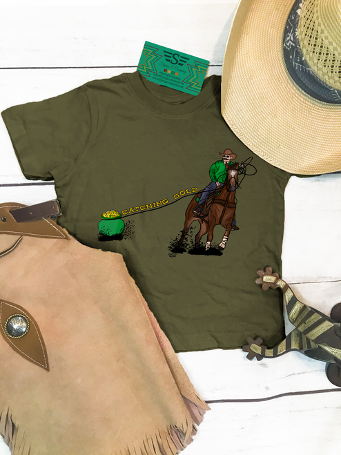 kids st pattys day shirt, youth saint patricks day western tee, kids cowboy st patricks shirt, catching gold kids shirt, rodeo kids st pattys outfit, lucky cowboy youth shirt, western kids graphic tee, cowgirl st patricks youth shirt, country kids st pattys day shirt, pot of gold cowboy shirt kids, toddler st patricks western shirt, youth rodeo st patricks tee, kids boutique western shirt, green western kids tee, saint pattys day rodeo kids shirt
