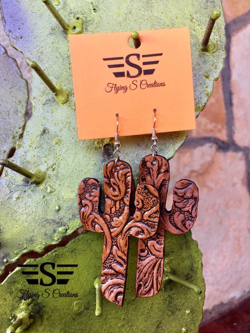 Tooled Cactus Earrings