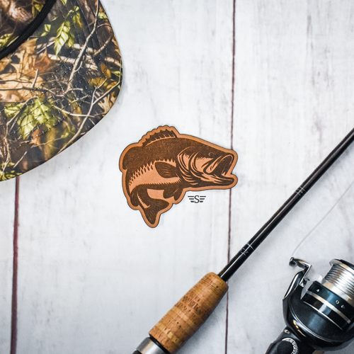fish patch, fishing patch, bass patch, outdoor patch, lake life patch, leather patch, fishing gift