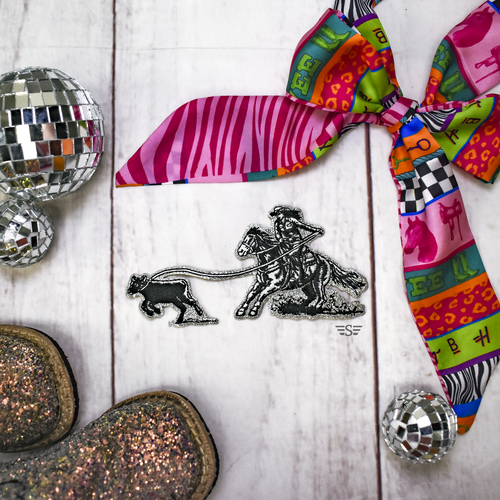 breakaway roping patch, rodeo patch, cowgirl patch, western patch, roping patch, rodeo embroidery, glitter, patch, equestrian patch