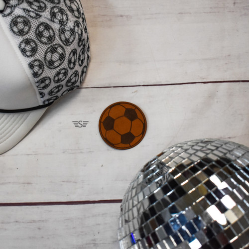 soccer hat, soccer patch hat, soccer leather patch, soccer ball hat, soccer mom hat, soccer coach hat, soccer fan hat, soccer gift, soccer accessories, women's soccer hat, girls soccer hat, youth soccer hat, western soccer hat, engraved leather patch, leather patch cap, ponytail hat, Magna Pony hat, athletic cap, sports hat, game day hat