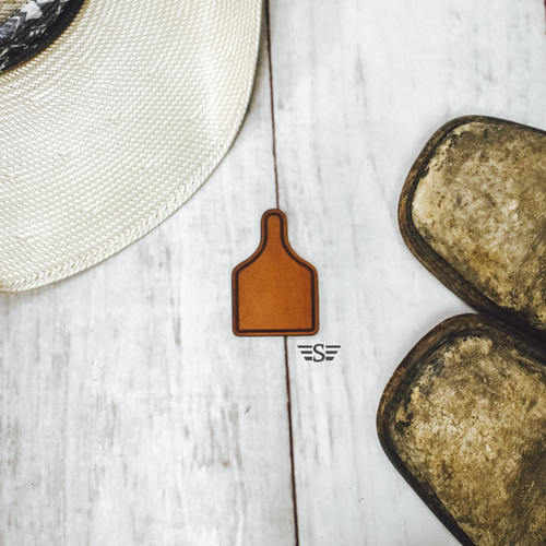 ear tag leather patch, livestock ear tag patch, cattle ear tag patch, ranch leather patch, western leather patch, faux leather hat patch, engraved leather patch, heat press patch, cattle ranch patch, farm patch, livestock patch, FFA patch, 4-H patch, western hat patch, custom hat patch