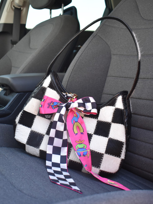 neon cowboy twilly purse charm, western purse charm, cowboy purse charm, twilly purse charm, retro cowboy purse accessory, western handbag accessory, checkerboard purse charm, purse scarf charm, handbag scarf accessory, cowgirl purse accessory, western bag charm, twilly bag charm, gold chain purse charm, boutique handbag accessory, colorful western accessory, rodeo purse accessory, western fashion accessory, clip on purse charm, western boutique accessory, handbag bow charm