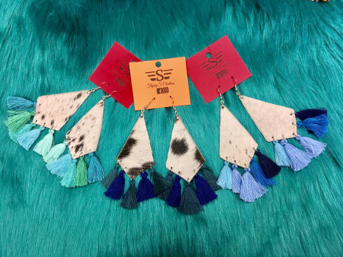 Blue Hair on Tassel Earrings