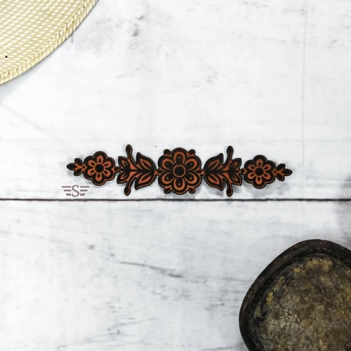 Throwback Floral leather patch, retro floral leather patch, vintage floral leather patch, western floral patch, engraved leather flower patch, floral leather hat patch, retro western patch, vintage western patch, leather flower patch, western leather patch, floral hat patch, flower leather patch, boho western patch, retro flower patch, vintage flower patch, western hat patch, laser engraved leather patch, leather patch for hats, floral cap patch, western cap patch, vintage inspired patch, retro inspired patch, leather applique, floral applique, Flying S Company