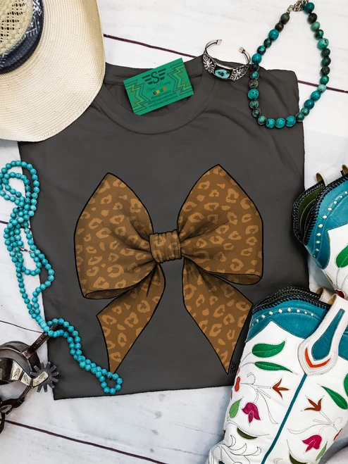 Leopard Bow Graphic Tee