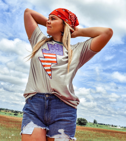 Fourth of July. Red white and Blue. America. American. USA. Cowboy. Cowgirl. Western. Punchy. Graphic Tee.