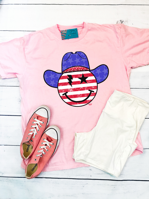 graphic tee, t-shirt, shirt, ranch, cattle, cattle women, rancher, western, punchy, ranchy, cowboy, cowgirl, smiley, smile, smilez, smiles, fourth of july, america, american, United States