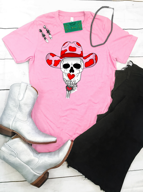 graphic tee, t-shirt, shirt, ranch, cattle, cow, cows, horse, horses, cattle women, rancher, western, punchy, ranchy, desert, cowboy, cowgirl, Valentines, love, brands, holiday, steer, heart, skeleton