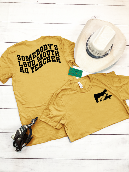 graphic tee, t-shirt, shirt, ranch, cattle, cow, cows, horse, horses, cattle women, rancher, western, punchy, ranchy, desert, cowboy, cowgirl, horse tee, horse girl, cattle girl, cowgal, loud mouth, show mom, show calf, show pig, show sheep, show goat, ag teacher