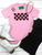graphic tee, t-shirt, shirt, valentines, check, edgy, hearts, skater boy, skater girl, racing, checkered flag, heart, love, red