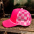 cap, hat, trucker hat, headwear, trucker, check, checkered, racing, school spirit, pep rally, school mascot, football, basket ball, baseball, boujee, trucker, hat bar