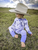 western chinoiserie, blue western baby outfit, cowboy baby clothes, western pajamas, chinoiserie baby gown, blue floral cowboy print, Flying S Company, boutique western baby clothes, kids western set, cowboy zippie, blue and white western, ranch baby outfit, western joggers, western two piece