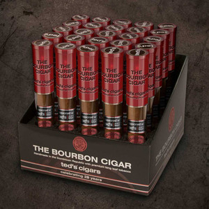 Aromatically seasoned with Ted's Small Batch Bourbon.
Caution: the bourbon cigar is known to cause extreme satisfaction, joyous camaraderie, and an uncontrollable urge to raise a glass in celebration.
No matter how or where you drink your bourbon, straight from a snifter at a KY distillery or mixed with coke at the lake with your buddies, the bourbon cigar is the perfect mate.
The Blend
• Wrapper: Ecuadorian Sumatra
• Binder: U.S. Connecticut
• Filler: Dominican Republic Aromatically seasoned with Ted's Small Batch Bourbon.
Caution: the bourbon cigar is known to cause extreme satisfaction, joyous camaraderie, and an uncontrollable urge to raise a glass in celebration.
No matter how or where you drink your bourbon, straight from a snifter at a KY distillery or mixed with coke at the lake with your buddies, the bourbon cigar is the perfect mate.
The Blend
• Wrapper: Ecuadorian Sumatra
• Binder: U.S. Connecticut
• Filler: Dominican Republic