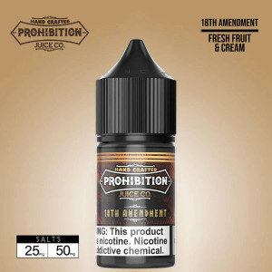 18th Amendment SALT by Prohibition Juice Co. delivers a captivating blend of flavors that will elevate your vaping experience. This exquisite salt-nic ejuice combines the sweet juiciness of watermelon and the satisfying burst of strawberry with the soft, delicate notes of white peach and orange, all rounded out by a luscious cream finish. 18th Amendment SALT by Prohibition Juice Co. delivers a captivating blend of flavors that will elevate your vaping experience. This exquisite salt-nic ejuice combines the sweet juiciness of watermelon and the satisfying burst of strawberry with the soft, delicate notes of white peach and orange, all rounded out by a luscious cream finish.