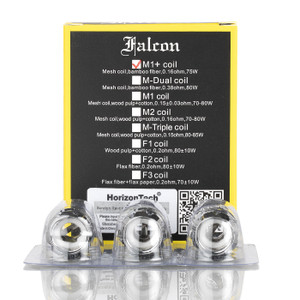 The HorizonTech Falcon Replacement Coils (M8, M6, M Triple Mesh, M-Dual, M1+, M2) delivers a truly innovative central wicking process such as the utilization of natural flax fiber for flax paper and wood pulp. Comes in a pack of three (3) coils. The HorizonTech Falcon Replacement Coils (M8, M6, M Triple Mesh, M-Dual, M1+, M2) delivers a truly innovative central wicking process such as the utilization of natural flax fiber for flax paper and wood pulp. Comes in a pack of three (3) coils.