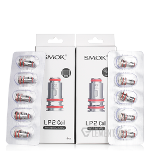 Check out the SMOK LP2 Coils (5-Pack), featuring a 0.23ohm and 0.6ohm in Meshed and Dual Coil options, to deliver delicious vapor in MTL or DL fashion Check out the SMOK LP2 Coils (5-Pack), featuring a 0.23ohm and 0.6ohm in Meshed and Dual Coil options, to deliver delicious vapor in MTL or DL fashion