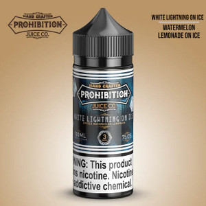 White Lightning on Ice by Prohibition Juice Co. turns up the chill on a classic favorite, blending sweet watermelon hard candies and tangy lemonade with a frosty menthol twist. 100ml 0mg White Lightning on Ice by Prohibition Juice Co. turns up the chill on a classic favorite, blending sweet watermelon hard candies and tangy lemonade with a frosty menthol twist. 100ml 0mg