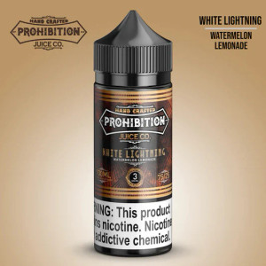 White Lightning by Prohibition Juice Co. electrifies your taste buds with a bold and irresistible fusion of sweet watermelon hard candies and tart, refreshing lemonade. 100ml 0mg White Lightning by Prohibition Juice Co. electrifies your taste buds with a bold and irresistible fusion of sweet watermelon hard candies and tart, refreshing lemonade. 100ml 0mg
