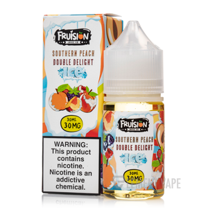 Discover ICED Southern Peach Double Delight by Fruision Juice Co, featuring sweet peaches, luscious nectarines, and wild berries with a splash of menthol. Discover ICED Southern Peach Double Delight by Fruision Juice Co, featuring sweet peaches, luscious nectarines, and wild berries with a splash of menthol.