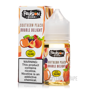 Discover Southern Peach Double Delight by Fruision Salts, a nicotine salt mix of peach nectar enhanced with nectarine and berries, captivating the senses. 30ml 50mg Discover Southern Peach Double Delight by Fruision Salts, a nicotine salt mix of peach nectar enhanced with nectarine and berries, captivating the senses. 30ml 50mg