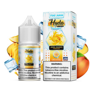 Pod Juice Hyde Jewel Mango Freeze TFN Salt takes your tastebuds on a tropical getaway. You will taste the sweet succulent flavored mangoes along with the cool and refreshing blend of menthol. As you continue to vape, the intensity of the flavors will deepen leaving your mouth refreshed and revitalized! 30ml 35mg Pod Juice Hyde Jewel Mango Freeze TFN Salt takes your tastebuds on a tropical getaway. You will taste the sweet succulent flavored mangoes along with the cool and refreshing blend of menthol. As you continue to vape, the intensity of the flavors will deepen leaving your mouth refreshed and revitalized! 30ml 35mg