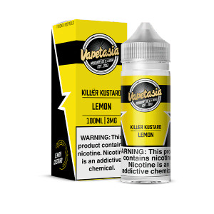 This exceptional e-liquid takes the classic, velvety vanilla custard base of Killer Kustard and enhances it with a zesty twist of tart lemon 100ml 6mg This exceptional e-liquid takes the classic, velvety vanilla custard base of Killer Kustard and enhances it with a zesty twist of tart lemon 100ml 6mg