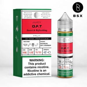 Unleash the delightful fusion of flavors with OFT by BSX Series, formerly known as Glas Vapor. This extraordinary e-liquid offers a tantalizing experience, blending the sweetness of saltwater taffy with the succulent combination of strawberry and watermelon. 60ml 3mg Unleash the delightful fusion of flavors with OFT by BSX Series, formerly known as Glas Vapor. This extraordinary e-liquid offers a tantalizing experience, blending the sweetness of saltwater taffy with the succulent combination of strawberry and watermelon. 60ml 3mg