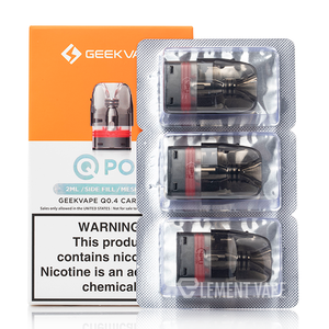 Discover Geek Vape Q Pods (3-Pack), featuring a 2mL refillable pod capacity, integrated coil, and utilizes a leak-free top fill under the mouthpiece.  0.4ohm 3pk Discover Geek Vape Q Pods (3-Pack), featuring a 2mL refillable pod capacity, integrated coil, and utilizes a leak-free top fill under the mouthpiece.  0.4ohm 3pk