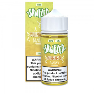 SKWEZED - Buhnanza 100mL
PREVIOUSLY NAMED: BANANA
It’s time to go B-a-n-a-n-a-s! We’ve all loved bananas for so long but now it’s time to expand the love. What if this sweet and ripe fruit turns out to be an exotic and refreshing e-liquid? With our intensifying Banana E-liquid, you can enjoy tons of tropical sweetness with a fruity essence attached to it. Our versatile tropical fix is a must-try for all the banana lovers out there! Whether it’s a sunny day or a chilly night, keep your taste buds banana-fied with our irresistible, luscious, and juicy Banana E-liquid. The best part about our fruity-flavored banana is its ripening distinguished taste that delivers a blended fun experience to fulfill a banana craving. 100ml 3mg SKWEZED - Buhnanza 100mL
PREVIOUSLY NAMED: BANANA
It’s time to go B-a-n-a-n-a-s! We’ve all loved bananas for so long but now it’s time to expand the love. What if this sweet and ripe fruit turns out to be an exotic and refreshing e-liquid? With our intensifying Banana E-liquid, you can enjoy tons of tropical sweetness with a fruity essence attached to it. Our versatile tropical fix is a must-try for all the banana lovers out there! Whether it’s a sunny day or a chilly night, keep your taste buds banana-fied with our irresistible, luscious, and juicy Banana E-liquid. The best part about our fruity-flavored banana is its ripening distinguished taste that delivers a blended fun experience to fulfill a banana craving. 100ml 3mg