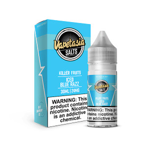 Experience the bold flavor of Killer Fruits Blue Razz Iced Salt from Vapetasia’s renowned Better Salt line. This invigorating vape juice delivers a refreshing blast of tart blue raspberries layered with cool menthol, creating a delicious blue slushie experience. Crafted with synthetic salts for a smoother inhale, each puff bursts with icy sweetness and leaves a satisfying throat hit, perfect for fruit lovers who crave a chilling twist. Get ready to indulge in a vape that hits with killer fruitiness and an icy rush!