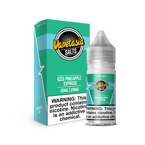Indulge in the refreshing tropical vibes of Iced Pineapple Express SALT by Vapetasia. This premium nicotine salt blend delivers the juicy sweetness of ripe pineapple, perfectly balanced with an invigorating burst of cool menthol. Every puff offers a smooth, flavorful experience that transports you to a tropical paradise, making it an ideal choice for those seeking a fruity yet icy vape sensation. Perfect for low-wattage devices, this 30mL bottle is crafted for a satisfying and refreshing all-day vape.