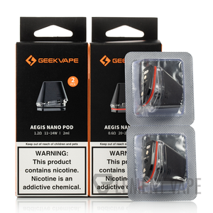 Geek Vape AEGIS NANO Replacement Pods Features:
Geek Vape AEGIS Nano Pod Series
2mL Refillable Pod
Silicone Stoppered
Top Fill System - Hidden Under Mouthpiece
Integrated 0.6ohm Mesh Coil - rated for 23W
Integrated 1.2ohm MTL Coil - rated for 11-14W
Snap-In Pod Connection
2pk Geek Vape AEGIS NANO Replacement Pods Features:
Geek Vape AEGIS Nano Pod Series
2mL Refillable Pod
Silicone Stoppered
Top Fill System - Hidden Under Mouthpiece
Integrated 0.6ohm Mesh Coil - rated for 23W
Integrated 1.2ohm MTL Coil - rated for 11-14W
Snap-In Pod Connection
2pk