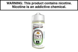 TNT Tobacco Menthol features a Virginia tobacco taste that is blended perfectly with a subtle taste of maple syrup. On every inhale you get a light tobacco flavor, it is never too much and not too little. When you exhale luscious clouds you will get a deep taste of maple syrup that coats your tongue. TNT Tobacco Menthol features a Virginia tobacco taste that is blended perfectly with a subtle taste of maple syrup. On every inhale you get a light tobacco flavor, it is never too much and not too little. When you exhale luscious clouds you will get a deep taste of maple syrup that coats your tongue.