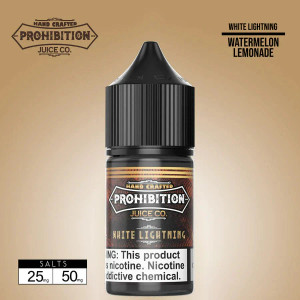 White Lightning SALT by Prohibition Juice Co. offers an exhilarating flavor experience that combines the sweet essence of watermelon hard candies with the refreshing zing of ice-cold lemonade. This salt-nic blend is designed for those hot days when you crave a deliciously cool treat that feels downright refreshing