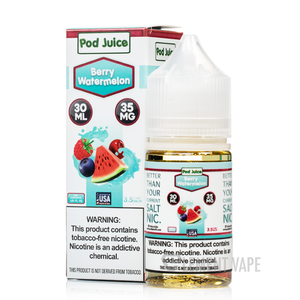Discover Berry Watermelon by Pod Juice, an exciting nicotine salt concoction touched with delicious notes of sweet berries and luscious watermelon. Discover Berry Watermelon by Pod Juice, an exciting nicotine salt concoction touched with delicious notes of sweet berries and luscious watermelon.