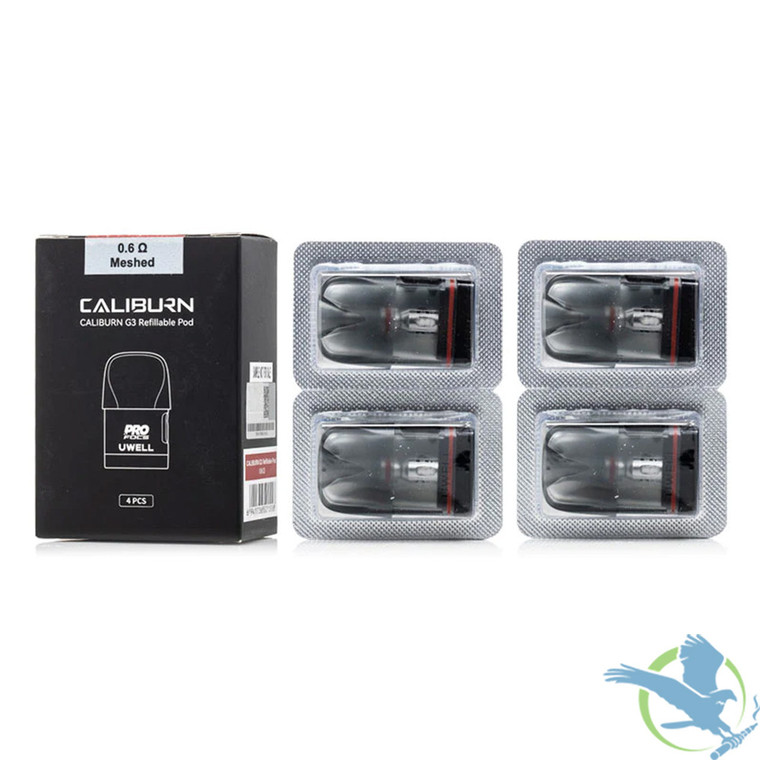 Uwell Caliburn G3 2.5ML Refillable Integrated Coil Cartridge Pod - Pack of 4
The Uwell Caliburn G3 Replacement Pod is the original refillable pod designed for the Uwell Caliburn G3 Pod System, featuring 2.5ml pod capacity and Pro-FOCS Technology. Flavor says it all.  4pk 0.6ohm