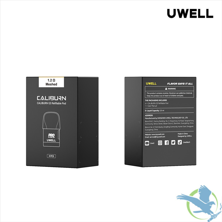Uwell Caliburn G3 2.5ML Refillable Integrated Coil Cartridge Pod - Pack of 4
The Uwell Caliburn G3 Replacement Pod is the original refillable pod designed for the Uwell Caliburn G3 Pod System, featuring 2.5ml pod capacity and Pro-FOCS Technology. Flavor says it all.  4pk 1.2ohm