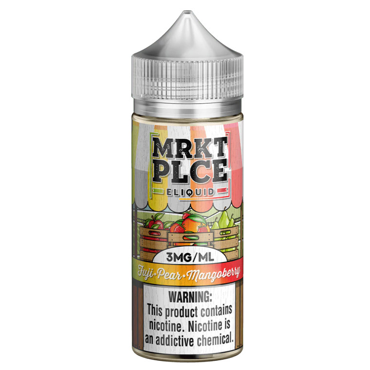 Introducing Fuji Pear Mangoberry by MRKT PLCE, a sensational blend that will tantalize your taste buds with a symphony of flavors. This exquisite e-liquid combines aromatic notes of sweet Fuji apples, crisp pears, tropical mangoes and rich strawberries for a vaping experience that is truly unforgettable.   100ml 3mg
