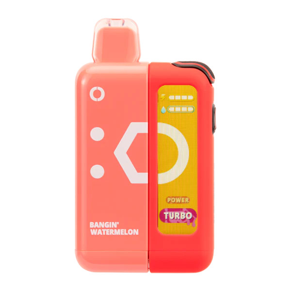 The Bangin Watermelon Off Stamp X-Cube kit is a delicious watermelon disposable pod that attaches to the reusable battery charging device, which is included.