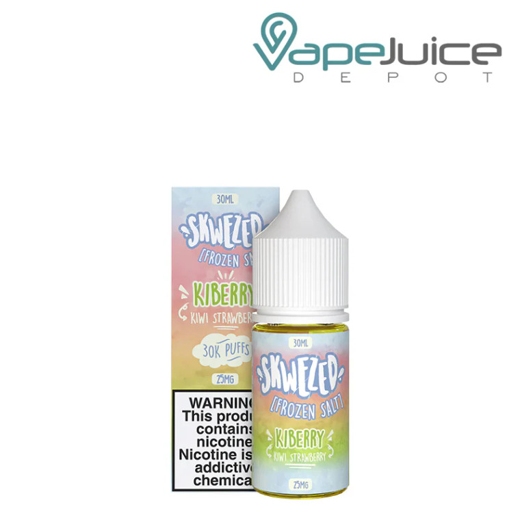 Frozen KiBerry Skwezed Salt eLiquid is a well-balanced mix of tropical kiwi and orchard strawberries with a gentle touch of ice. With each inhale, the tart kiwi and sweet strawberries bring fruity goodness. The exhale sets the perfect balance as you draw, delivering breezy coolness into the game.