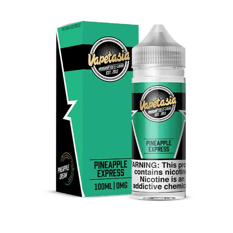 Pineapple Express vape juice by Vapetasia – your ticket to a tropical paradise in every puff. Get ready to embark on a flavorful journey where bold, juicy pineapple meets subtle hints of marshmallow cream, creating an irresistible blend that will transport you to your own private Hawaiian vacation. 100ml 6mg