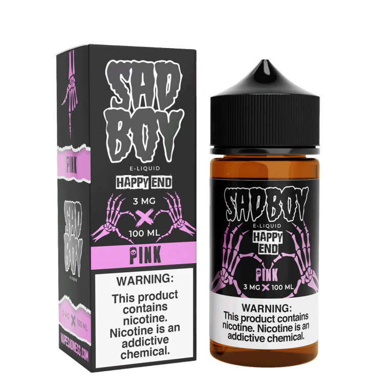 Experience the sweet bliss of Happy End Pink Cotton Candy by Sadboy E-Liquid. This delightful eJuice brings you the delicious flavors of juicy strawberry and the sweet essence of cotton candy in every delectable puff. Immerse yourself in the vibrant and delightful combination that this e-liquid has to offer.  100ml 6mg