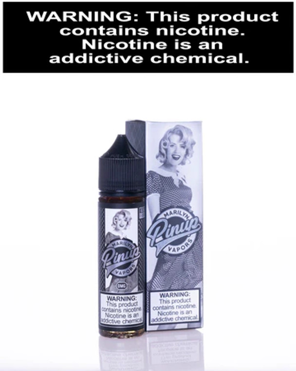 "A sweet, sultry woman, Marilyn blends creamy vanilla custard with hints of butterscotch and a warm caramel drizzle."  60ml 12mg
