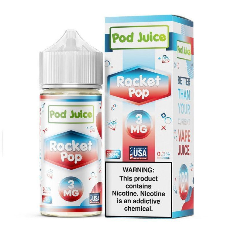 Experience the nostalgic flavors of the classic Rocket Pop with this refreshing blend of cherry, lime, and blue raspberry. Perfect for vapers seeking a fruity, vibrant combination in every puff. Available in a 100mL bottle, with nicotine options of 0mg, 3mg, 6mg, and 12mg. Made with tobacco-free synthetic nicotine, Rocket Pop is a satisfying, smooth vape that brings a blast of flavor.  100ml 6mg