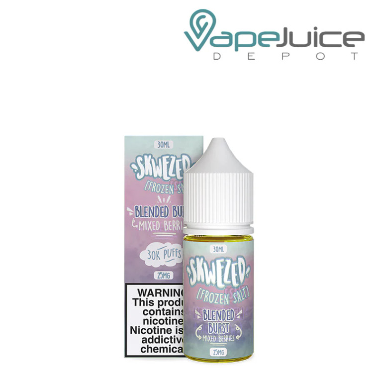 Frozen Blended Burst Skwezed Salt eLiquid delivers a flavor of mixed strawberries, blueberries, and raspberries accompanied by menthol chill. Its nicotine salt texture is a real treat you will find it hard to resist. Each puff makes you dive into the berry fusion, which splashes your taste buds before a fresh menthol stream enters. This chilled and mixed berry burst comes in a 30ml chubby gorilla bottle by Skwezed. Add this eLiquid to your vape line for a refreshing vape experience.