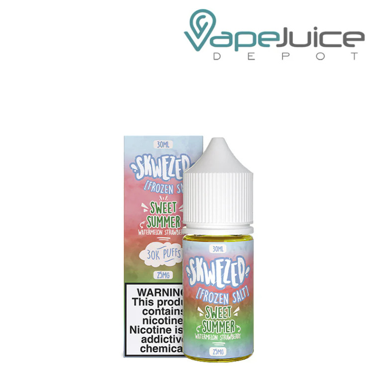 Sweet, ripe watermelon and strawberry flavors meet cool menthol in Frozen Sweet Summer (formerly ICE Watermelon Strawberry) Skwezed Salt. This unique nicotine salt eLiquid blended to perfection gives you a satisfying burst every time you inhale.   30ML 25MG