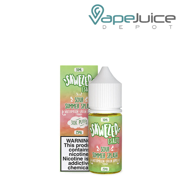 Crisp like no other, this Sour Summer Splash (formerly Watermelon Green Apple) Skwezed Salt eLiquid features two mouthwatering fruits: watermelon and green apple. When craving a fresh and fruity flavor, pick up this nicotine salt eLiquid. It bursts with juicy watermelon and fresh green apple flavors that are refreshing and light. 30ML 25MG