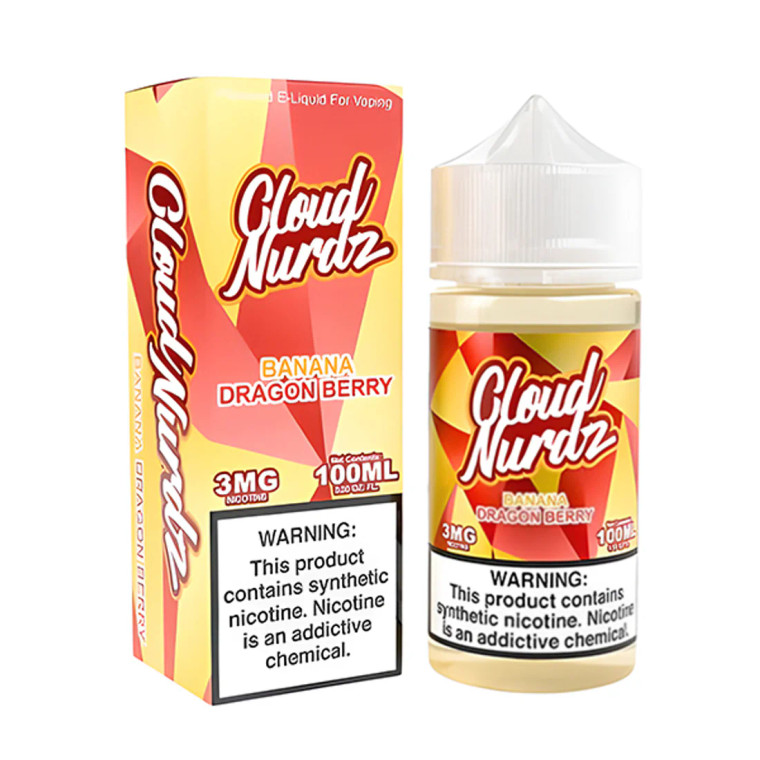 Introducing Banana Dragon Berry vape juice by Cloud Nurdz, an exquisite blend that brings together the tropical sweetness of ripe bananas, the exotic allure of succulent dragon fruit, and the tangy complexity of mixed berries. 100ml 6mg